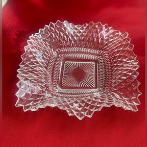 Set Of 6 Square Ruffled Diamond Point Crystal 6” Bon Bon Dishes Traditions Clear